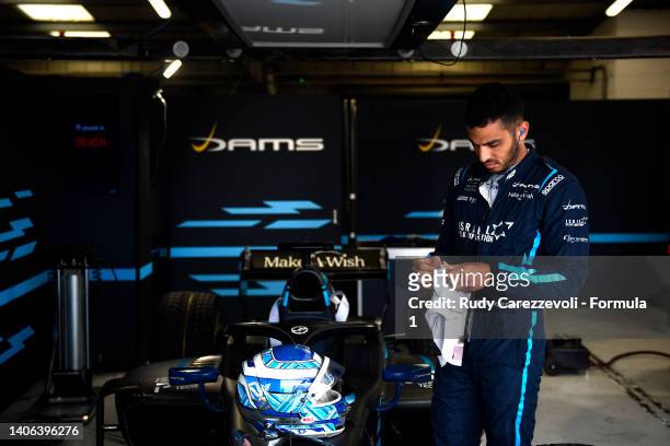 Roy Nissany of Israel and DAMS prepares to drive during the Round 7:Silverstone Sprint race of the Formula 2 Championship at Silverstone on July 02,...