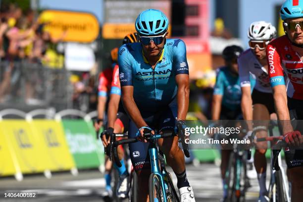 Andrey Zeits of Kazahkstan and Team Astana – Qazaqstan crosses the finish line during the 109th Tour de France 2022, Stage 2 a 202,2km stage from...