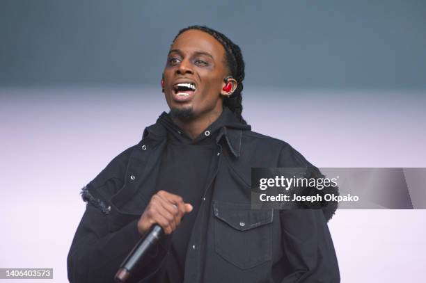 Playboi Carti performs on the main stage during Day 2 of Wireless Festival 2022 at Crystal Palace Park on July 02, 2022 in London, England.