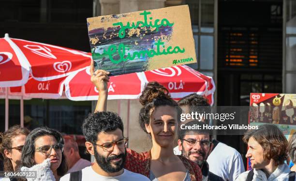 Demonstrators gather in Santa Apolonia train station to demand the comeback of night train services to Madrid, Spain, and Hendaye, France, to revive...