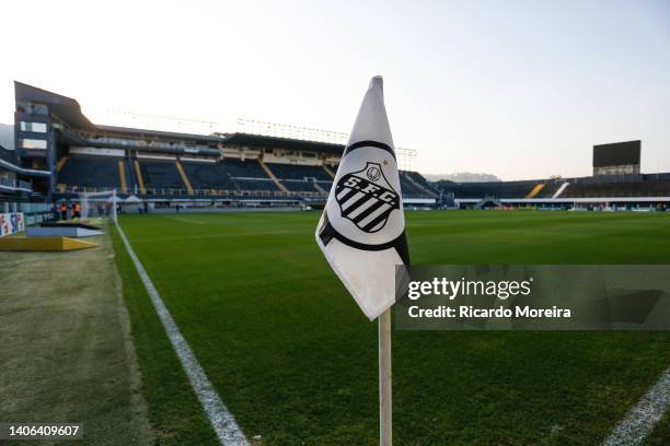 General view of the stadium before the match between Santos and Flamengo as part of Brasileirao Series A 2022 at Vila Belmiro Stadium on July 02,...