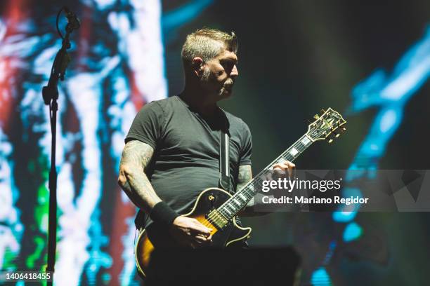 Bill Kelliher of the American heavy metal band Mastodon performs in concert during Resurrection Fest on July 02, 2022 in Viveiro, Spain.