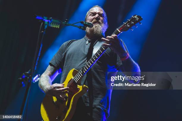 Brent Hinds of the American heavy metal band Mastodon performs in concert during Resurrection Fest on July 02, 2022 in Viveiro, Spain.