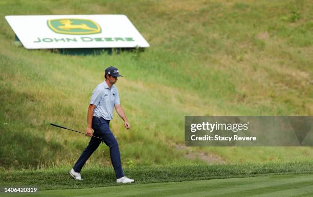 Poston of the United States walks to the 16th green during the third round of the John Deere Classic at TPC Deere Run on July 02, 2022 in Silvis,...