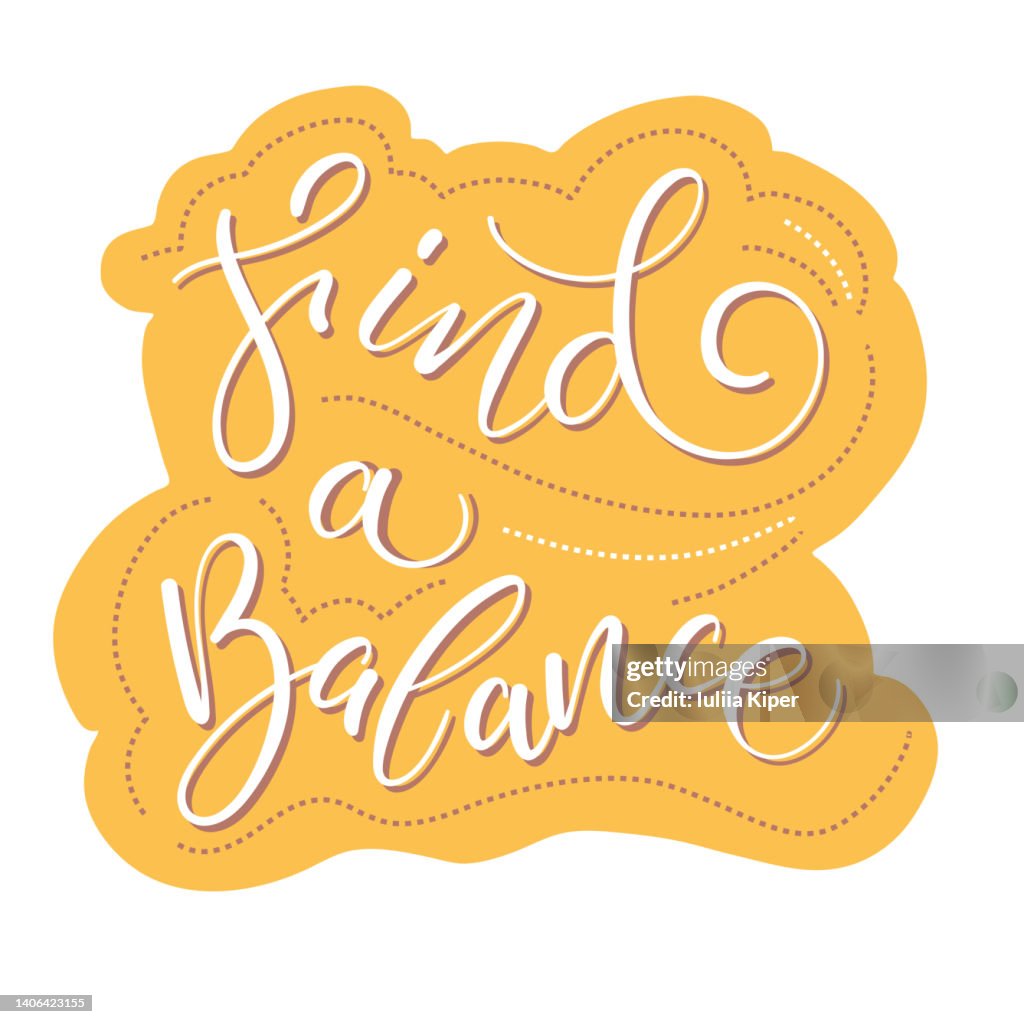 Cartoon Balance Lettering Handwritten Lettering Composition Find A Balance Vector Illustration ...