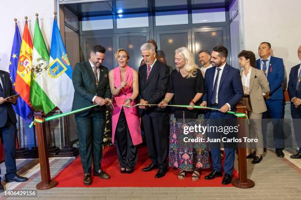 Rocío Carrasco and the Mayor of Chipiona Luis Mario Aparcero cut the ribbon for the inauguration of the Rocío Jurado Museum on July 02, 2022 in...