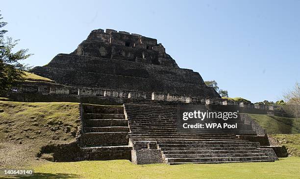 Prince Harry visits Xunantunich Mayan Temple on March 3, 2012 in Benque Viejo del Carmen, Belize. The Prince is visiting Belize as part of a Diamond...