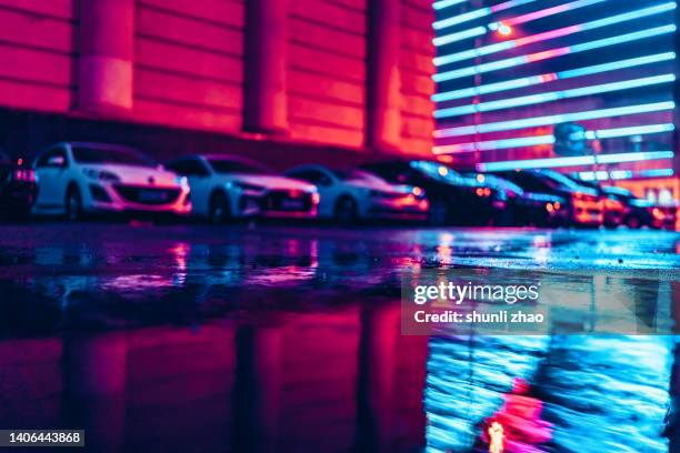 asphalt road after rain - shiny car stock pictures, royalty-free photos & images