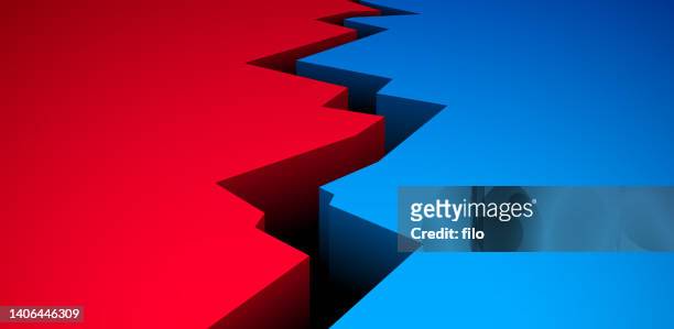 crack rot-blauen separationshintergrund teilen - politik stock-grafiken, -clipart, -cartoons und -symbole
