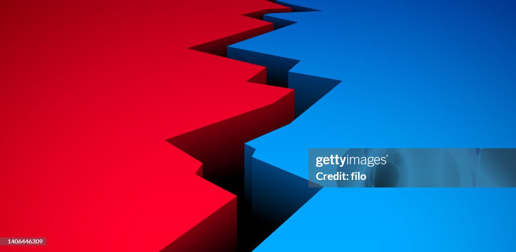 Divide Crack Red Blue Separation Background