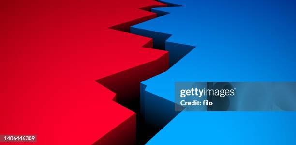 divide crack red blue separation background - division stock illustrations
