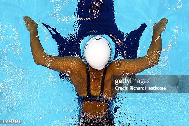 Kanako Watanabe of Japan competes in the Womens Open 100m Breaststroke heat 8 during day two of the British Gas Swimming Championships at The London...