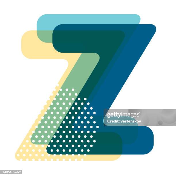 mehrfarbiger moderner stil polka dot englisch großbuchstaben alphabete vektorgrafik - buchstabe z stock-grafiken, -clipart, -cartoons und -symbole