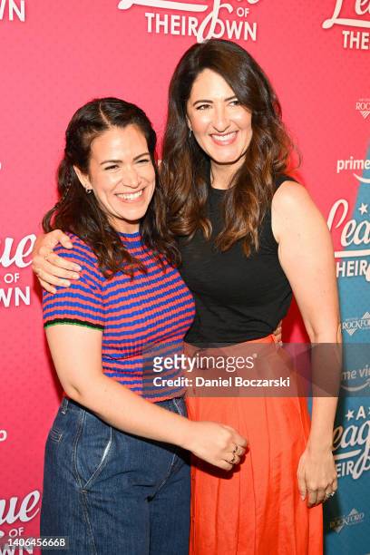Abbi Jacobson and D'Arcy Carden attend Prime Video's "A League Of Their Own" Special Screening on July 02, 2022 in Rockford, Illinois.