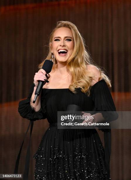 Adele performs on stage as American Express present BST Hyde Park in Hyde Park on July 02, 2022 in London, England.