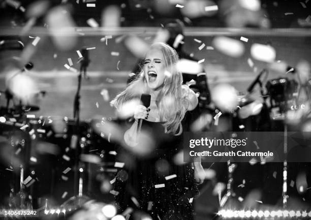 Adele performs on stage as American Express present BST Hyde Park in Hyde Park on July 02, 2022 in London, England.