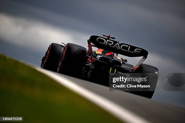 Max Verstappen of the Netherlands driving the Oracle Red Bull Racing RB18 on track during final practice ahead of the F1 Grand Prix of Great Britain...