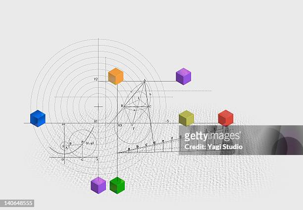 combination of blocks and alphabet and shapes - mathematical symbol stock illustrations
