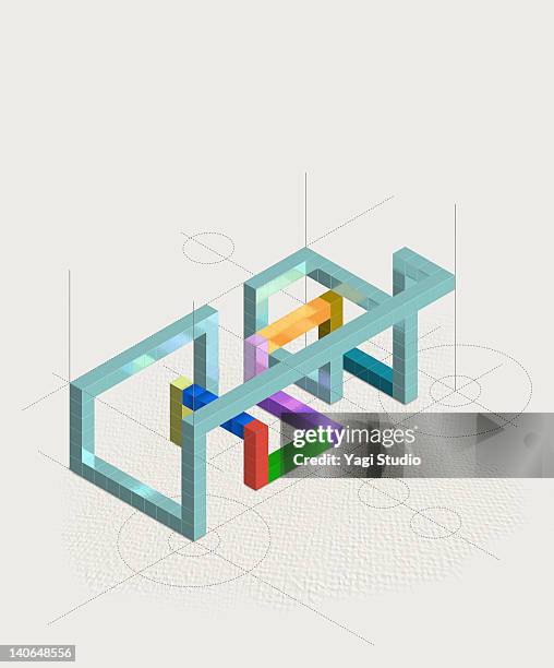 geometric block connection - japan technology stock illustrations