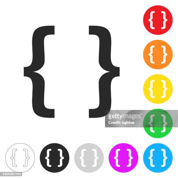 角かっこ記号。カラフルなボタンのアイコン - bracket点のイラスト素材／クリップアート素材／マンガ素材／アイコン素材