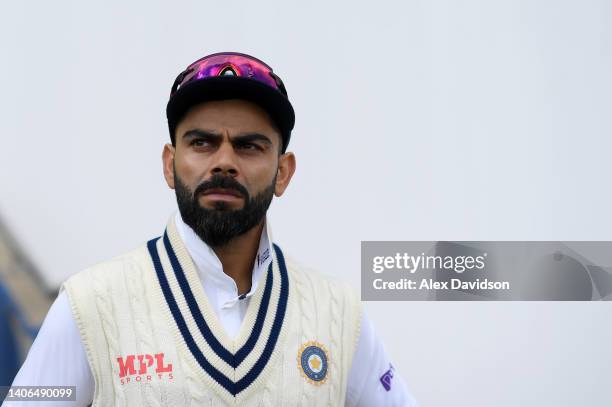 Virat Kohli of India walks out the changing rooms during Day Three of the Fifth LV= Insurance Test Match between England and India at Edgbaston on...