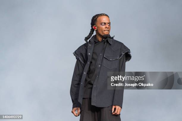 Playboi Carti performs on the main stage during Day 2 of Wireless Festival 2022 at Crystal Palace Park on July 02, 2022 in London, England.