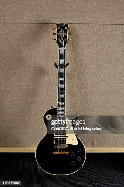 Gibson Les Paul guitar belonging to James Dean Bradfield of the band Manic Street Preachers. August 18, 2010.