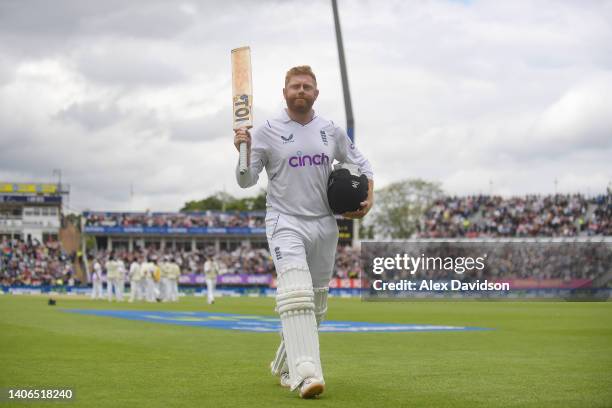 Jonny Bairstow of England walks off after being dismissed during Day Three of the Fifth LV= Insurance Test Match between England and India at...