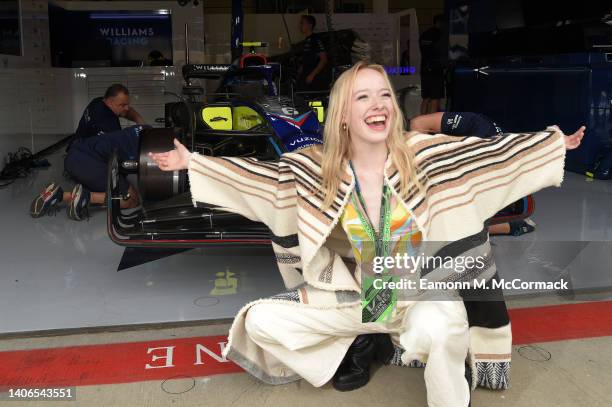 Amybeth McNulty visits Williams Racing during the Formula 1 British Grand Prix at Silverstone on July 03, 2022 in Northampton, England.
