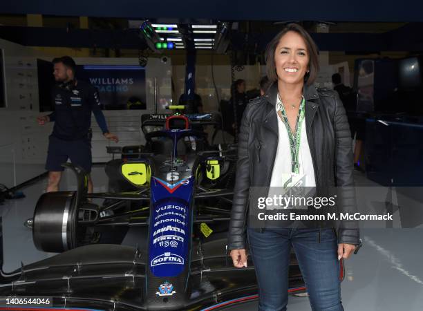 Janette Manrara visits Williams Racing during the Formula 1 British Grand Prix at Silverstone on July 03, 2022 in Northampton, England.