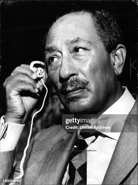 Mohammed Anwar el-Sadat, ägyptischer Staatspräsiden, im Amt von 1970 bis zu seiner Ermordung am 6.10.81. Er führte Ägypten in den Jom-Kippur-Krieg...