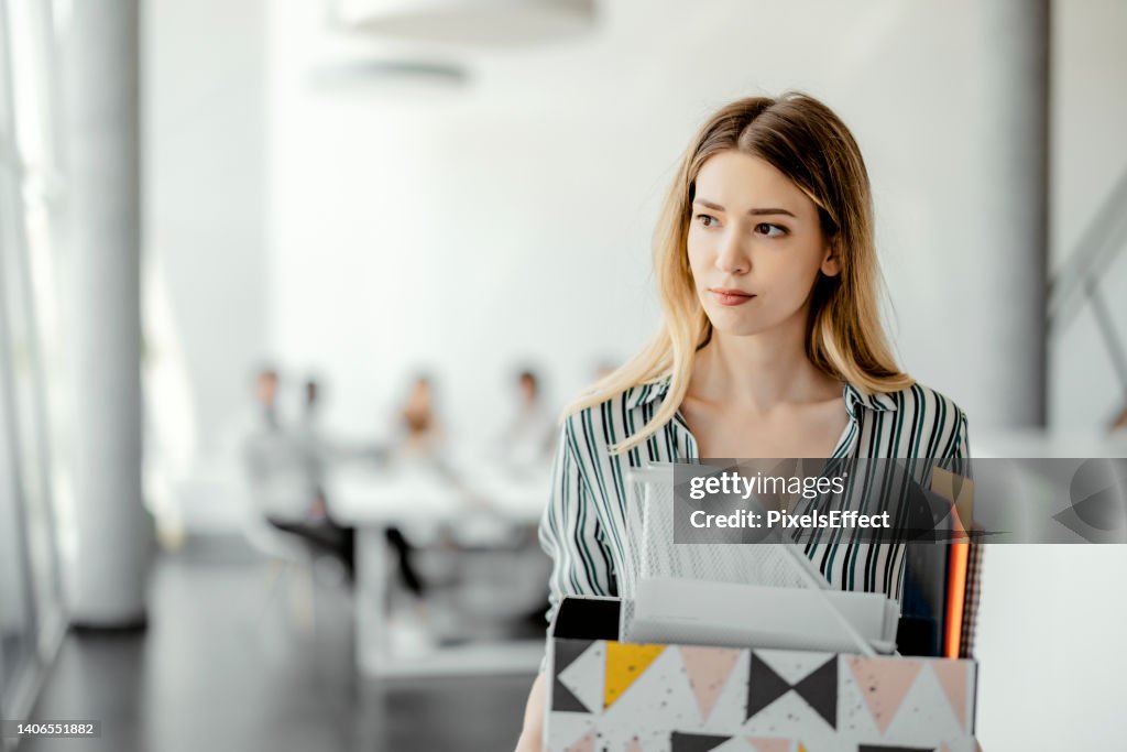 Upset businesswoman being fired
