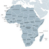 Africa, single countries, gray political map
