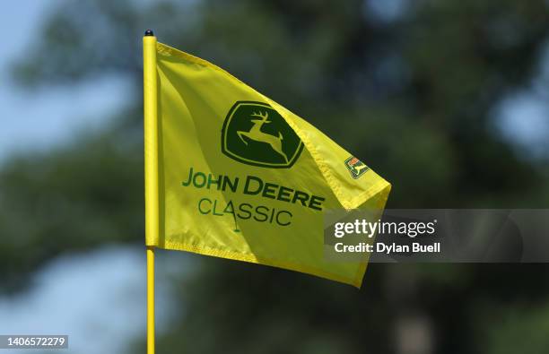 The pin flag on the first green during the final round of the John Deere Classic at TPC Deere Run on July 03, 2022 in Silvis, Illinois.