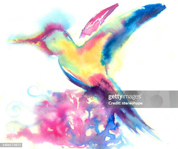 stockillustraties, clipart, cartoons en iconen met hummingbird impressionism - pen en inkt