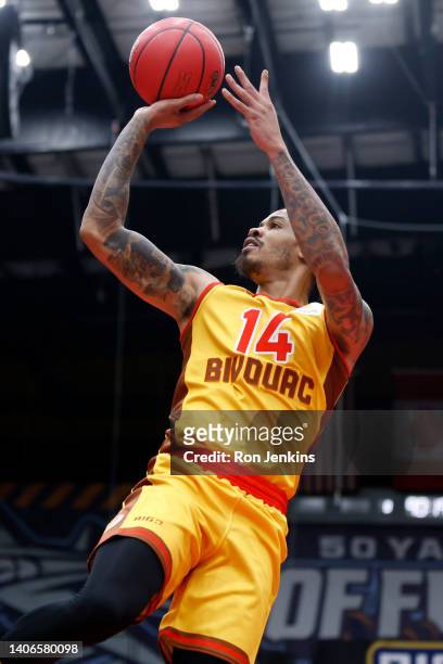 Gerald Green of Bivouac shoots the ball during the game against the Aliens in BIG3 Week Three at Comerica Center on July 03, 2022 in Frisco, Texas.
