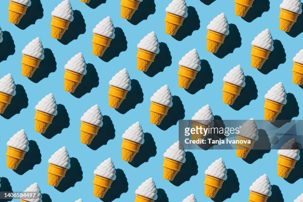 ice cream pattern on blue background. summer holidays concept. - アイスクリーム ストックフォトと画像