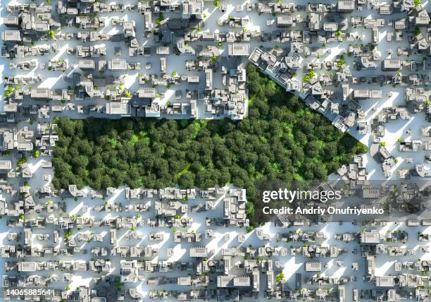 green city arrow sign - carbon neutrality stockfoto's en -beelden