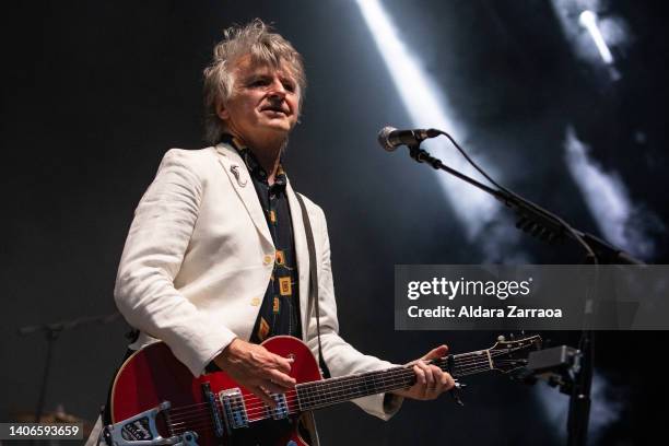 Singer and guitarist Neil Finn of Crowded House performs on stage during Noches del Botanico Festival at Real Jardin Botanico Alfonso XIII on July...