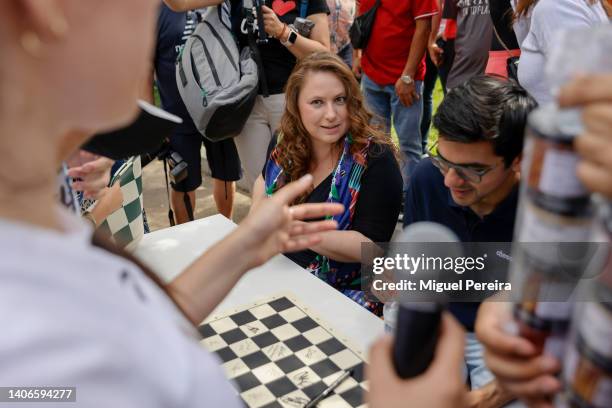 Hungarian chess grandmaster Judit Polgár, generally considered the strongest female chess player of all time, and Russian-born Dutch chess...