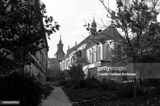 Back side view of St Jacek Conevention in Warsaw, Vovoideship Masowia, 1967.