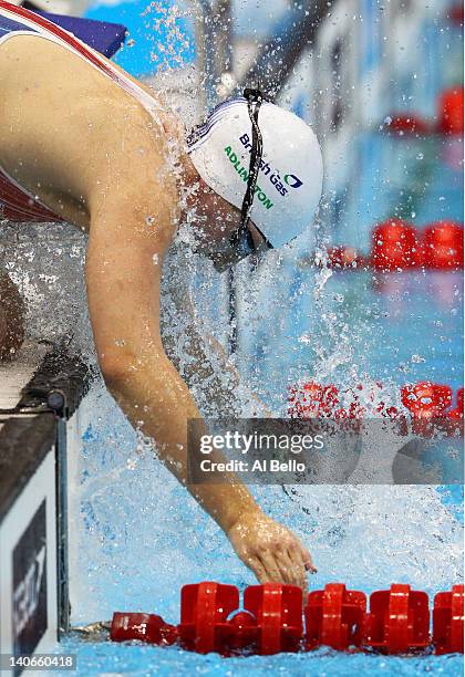 Rebecca Adlington of Nova Centurion splashes herself prior to the Womens Open 400m Freestyle Final during day two of the British Gas Swimming...