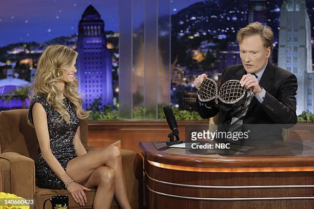 Episode 111 -- Air Date -- Pictured: Victoria's Secret model Marisa Miller during an interview with host Conan O'Brien on November 24, 2009 -- Photo...