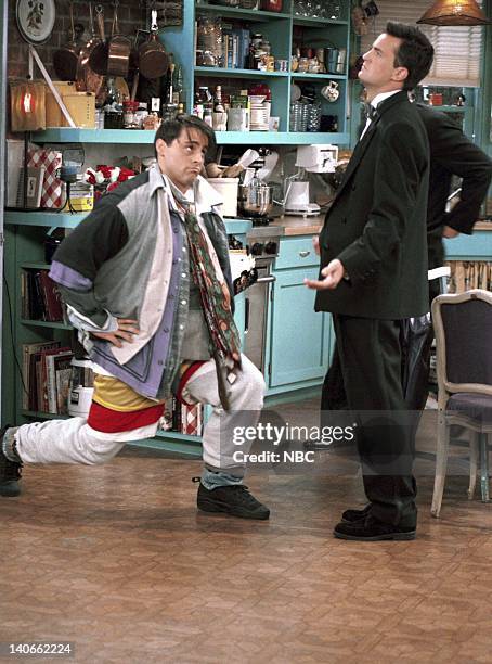 The One Where No One's Ready" -- Episode 2 -- Aired 9/26/1996 -- Pictured: Matt LeBlanc as Joey Tribbiani, Matthew Perry as Chandler Bing -- Photo...