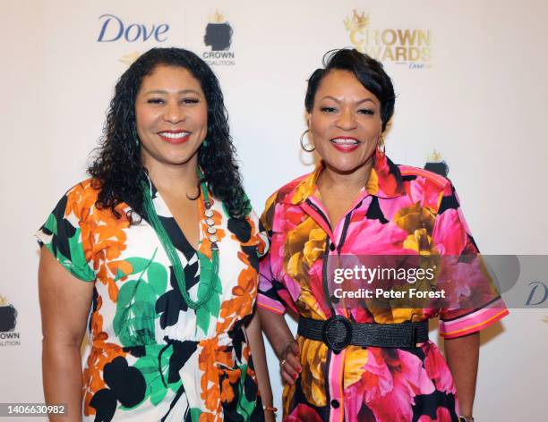 Mayor of San Francisco London Breed and Mayor of New Orleans LaToya Cantrell arrive for the 2022 CROWN Awards at the Westin Hotel on July 3, 2022 in...