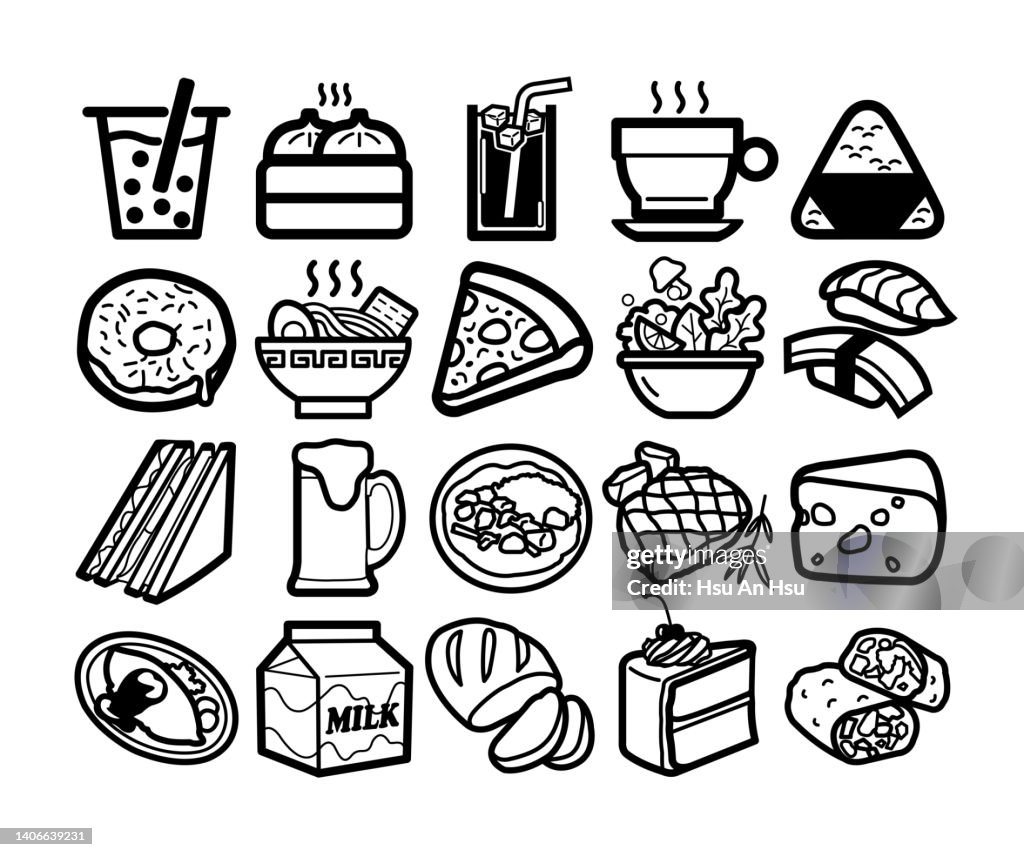 Food icon SET vector illustration in monochrome color.