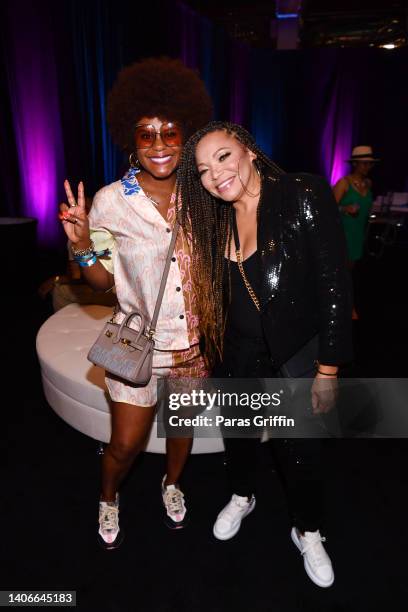 Tabitha Brown and Tisha Campbell attend 2022 Essence Festival of Culture at the Louisiana Superdome on July 3, 2022 in New Orleans, Louisiana.