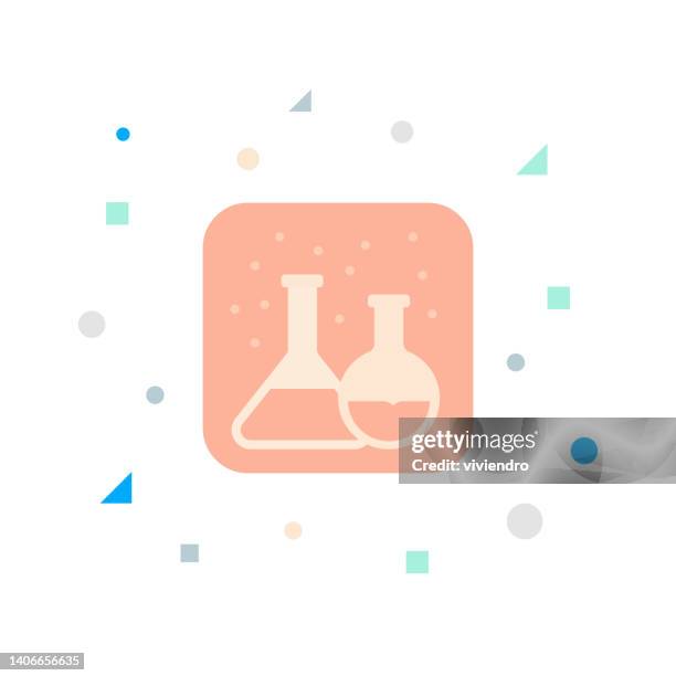 experiment flat icon - lab worker white background stock illustrations