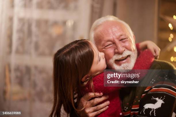 i love you grandpa! - multi generation family christmas stock pictures, royalty-free photos & images