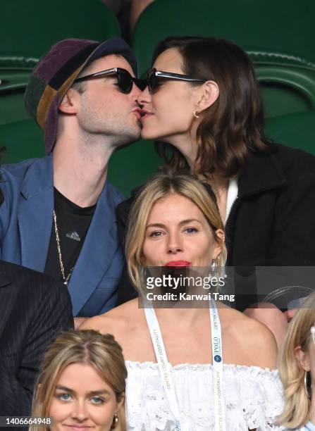 Tom Sturridge, Alexa Chung and Sienna Miller attend Day 7 of the Wimbledon Tennis Championships at the All England Lawn Tennis and Croquet Club on...